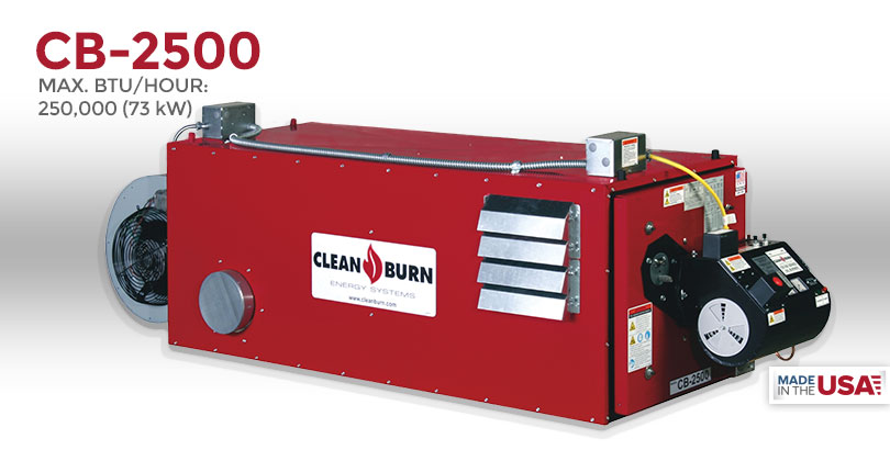 CB-2500, Waste Oil Furnace, Used Oil Furnace, Furnace, Clean Burn, Model CB-2500, 250,000 BTU/hr.